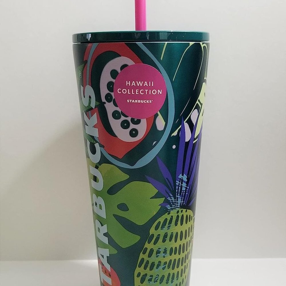 COPY - Starbucks Hawaii Collection Palm Leaf Tropical Fruit 24oz Stainless Stee…